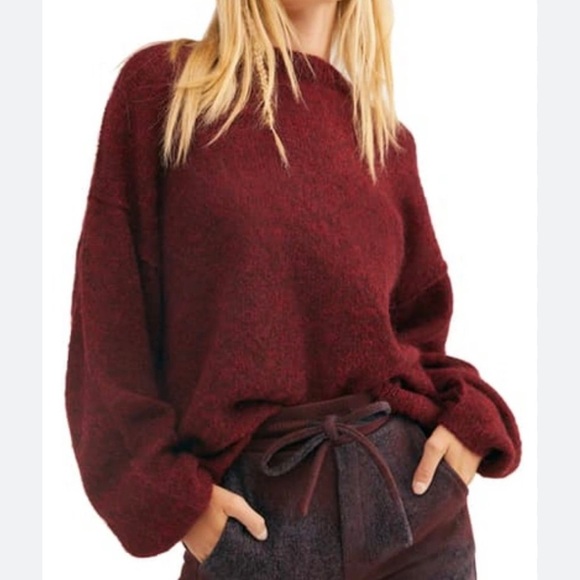 Free People Angelic Balloon Sleeve Oversized Pullover Sweater - Picture 2 of 8